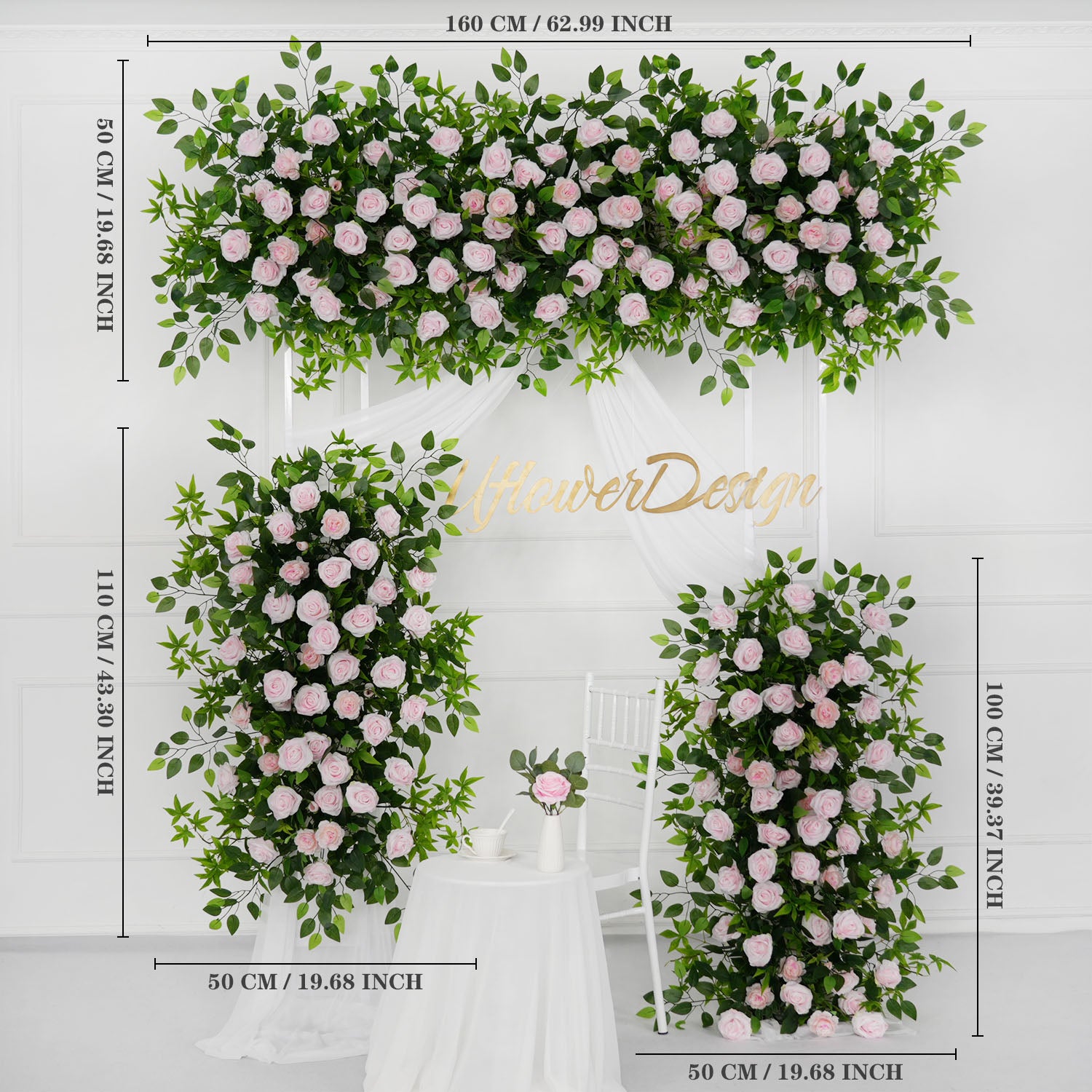 Pink Faux Flower Wall Backdrop Flower Row Decortion picture 2